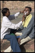 Digital photo titled joginder-getting-shaved-fatehpur-sikri