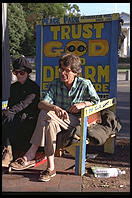 Protesters outside the White House. Washington, D.C., shortly after Bill Clinton closed Pennsylvania Avenue to traffic by commoners. These guys have been protesting American militarism for 20 years, despite frequent arrests.