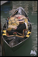 A gondolier in a quiet moment