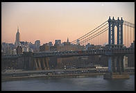 Sunrise.  Brooklyn Bridge.  New York City.
