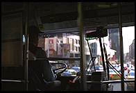 New York City.  From inside a city bus.