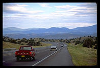 On the road to Los Alamos (New Mexico), looking toward the Jemez.