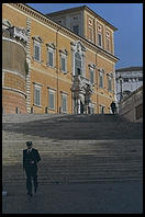 Steps leading to the Palazzo del Quirinale, once home to popes, now to the president of Italy