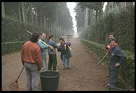 Workers in Florence's Boboli Gardens