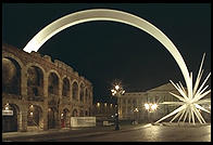 At Christmas time, the Veronese tack this bizarre sculpture onto the Roman Arena, indicating that the creche exhibit is on.