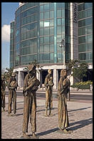 International Financial Services Center (with famine monument in foreground). Dublin, Ireland.