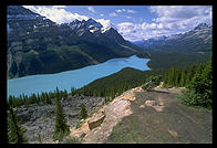 View from the top of the Icefields Parkway, connecting Canada's
Banff and Jasper National Parks