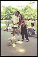 Alex (drowned rat look following Sailboat Pond excursion), David Chesky, Mime.  Central Park, New York.