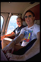 Tommy and Eve inside helicopter taking us out of Grand Canyon