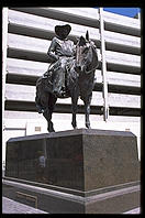 Statue of Benny Binion, founder of the Horseshoe Club casino.  Downtown Las Vegas.  His son Ted Binion, was murdered on September 17, 1998 by Sandy Murphy, Binion's 27-year-old girlfriend and former topless dancer, and her lover, Rick Tabish