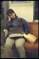 Sleeping on train.  Tokyo