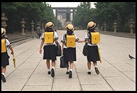 Schoolgirls at Yasukuni Shrine.  Tokyo