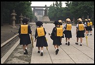 Schoolgirls at Yasukuni Shrine.  Tokyo