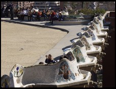 Digital photo titled parc-guell-benches-lined-up