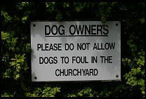 Digital photo titled dog-sign-churchyard