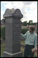 Douglas at Harry Gittes's headstone.  Nick Gittes's funeral.  Pride of Boston cemetery.  Woburn, Massachusetts