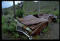 Car damaged in the 1980 explosion of Mt. St. Helens (Washington State).  Photo taken in 1993.