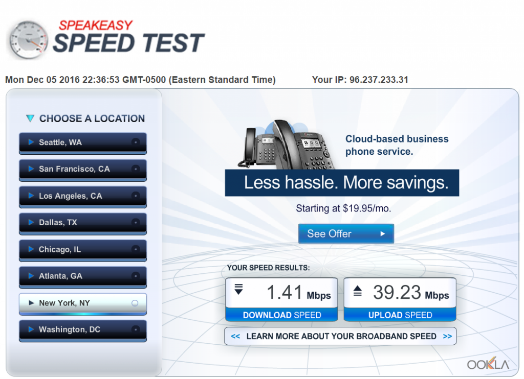 verizon fios router speed test