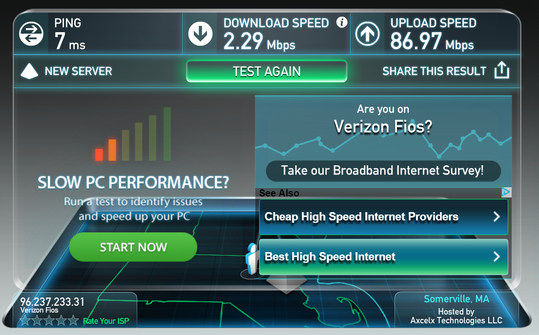 verizon fios internet speed test