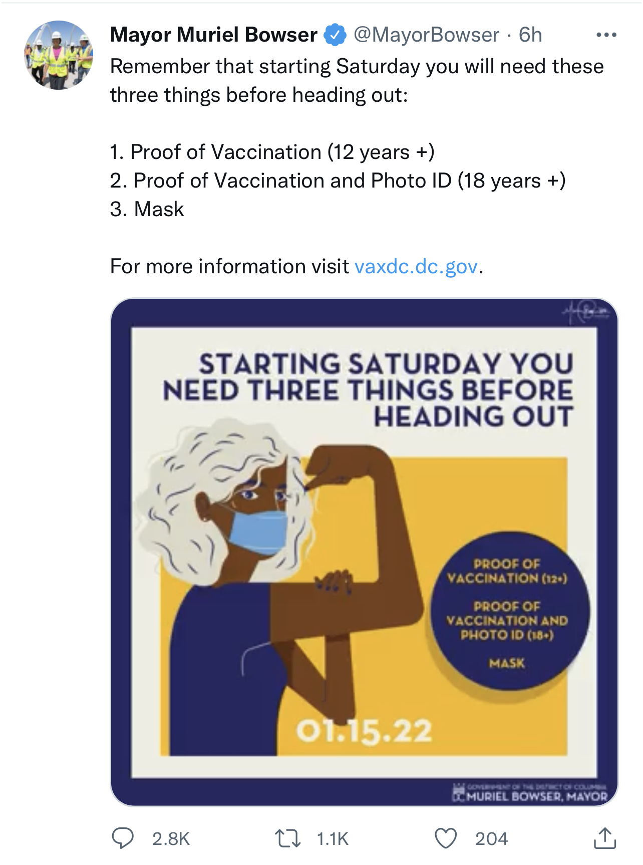Washington, D.C. vaccine papers and Photo ID checks start tomorrow
