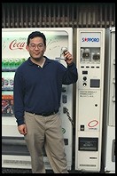 Jin Choi and a beer vending machine. Time: 0730. Kyoto