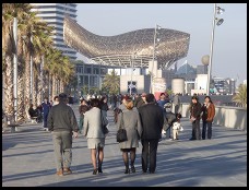 Digital photo titled barcelona-boardwalk-with-frank-gehry-awning-in-background