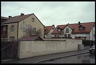 Townhouses whose backyard is the Dachau Concentration Camp.  Just outside Munich, Germany