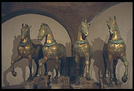 The original four horses adorning St. Mark's Cathedral (replicas are installed outside today)