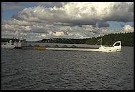 A barge, view from the steamboat Prins Carl Philip outside Stockholm
