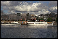 Boat, view from the steamboat Prins Carl Philip in Stockholm's harbor