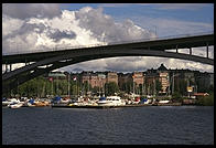 Bridge, view from the steamboat Prins Carl Philip in Stockholm's harbor