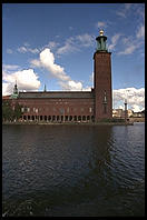 Stadshuset, view from the steamboat Prins Carl Philip in Stockholm's harbor