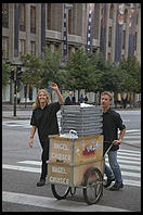 People transporting bagels in the morning in Stockholm