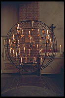 Spherical candle holder in church in Gamla Stan in central Stockholm
