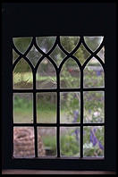 Garden through window in Skansen in Stockholm