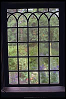 Garden through window in Skansen in Stockholm