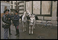 Policemen and horses in the very center of Florence
