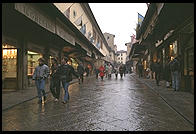 On the Ponte Vecchio in the rain