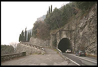 One of the many tunnels in the 34-mile road around Lake Garda