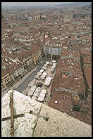 View of Verona's Piazza Erbe from the Torre dei Lamberti