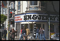 Ben and Jerry's store at the corner of Haight and Ashbury streets in San Francisco, California.  Sic transit gloria hippie.