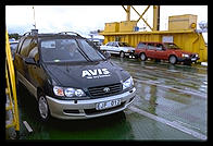 Avis rental minivan on ferry to Faro.  Northern Gotland.  Sweden