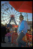 Sunglasses & ferris wheel.  Coney Island.