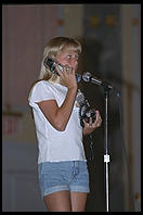 Girl does a telephone commercial in a talent show.  IMTA Show 1995 Manhattan