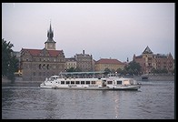Boat on Vlatava River.  Prague.