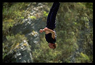 Alex bungee jumping near Queenstown.  South Island, New Zealand.