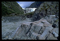 Hiking out to the face of a glacier on the west coast of the South Island, New Zealand.