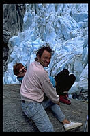 Stefan and Marita on the face of a glacier on the west coast of the South Island, New Zealand.