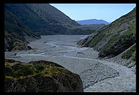 Water running out of a glacier on the west coast of the South Island of New Zealand.