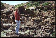 Klaus with the seals.  Otago Peninsula. South Island, New Zealand.